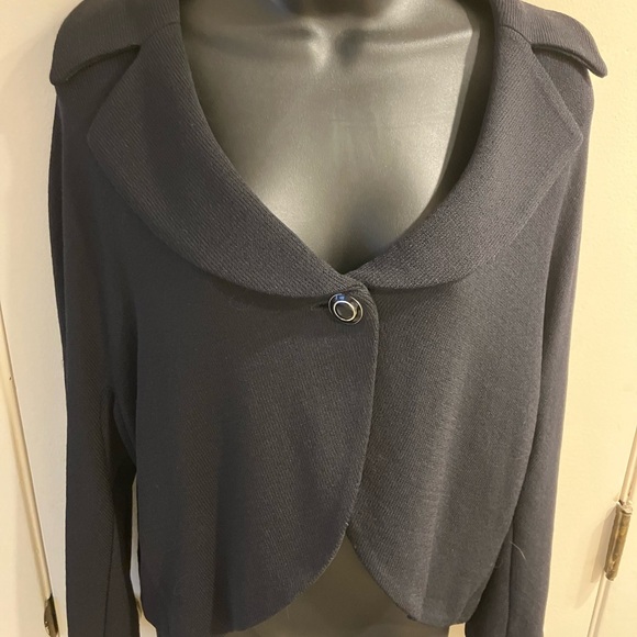 St John Collection One Button Knit Blazer Sweater Black Size 14 - Picture 3 of 13